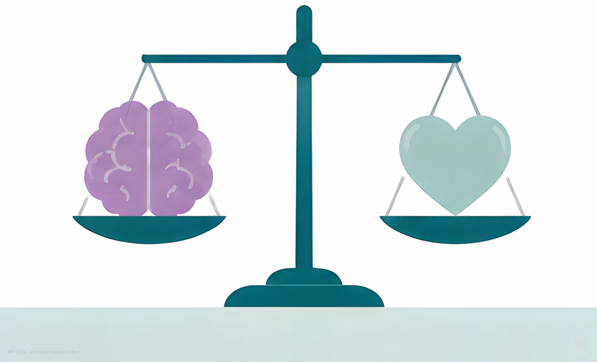 Ilustración de una balanza comparando un cerebro y un corazón